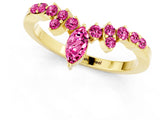Yellow gold Marquise and Round Pink Sapphire Chevron Band with Prong Setting_19