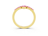 Yellow gold Marquise and Round Pink Sapphire Chevron Band with Prong Setting_21