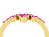 Yellow gold Marquise and Round Pink Sapphire Chevron Band with Prong Setting_22