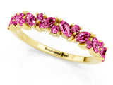 Yellow gold Marquise and Round Pink Sapphire Vine Eternity Band with Prong Setting_19