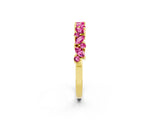 Yellow gold Marquise and Round Pink Sapphire Vine Eternity Band with Prong Setting_20