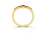 Yellow gold Marquise and Round Ruby Chevron Band with Prong Setting_9