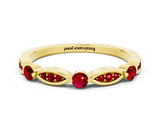 Yellow gold Marquise and Round Ruby Milgrain Band with Bezel Setting_6