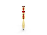 Yellow gold Marquise and Round Ruby Milgrain Band with Bezel Setting_8