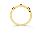Yellow gold Marquise and Round Ruby Milgrain Band with Bezel Setting_9