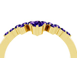 Yellow gold Marquise and Round Tanzanite Chevron Band with Prong Setting_10
