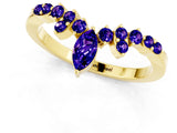 Yellow gold Marquise and Round Tanzanite Chevron Band with Prong Setting_7