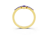 Yellow gold Marquise and Round Tanzanite Chevron Band with Prong Setting_9