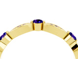 Yellow gold Marquise and Round Tanzanite Milgrain Band with Bezel Setting_10