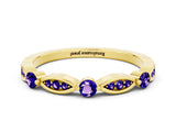 Yellow gold Marquise and Round Tanzanite Milgrain Band with Bezel Setting_6