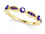 Yellow gold Marquise and Round Tanzanite Milgrain Band with Bezel Setting_7