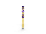 Yellow gold Marquise and Round Tanzanite Milgrain Band with Bezel Setting_8