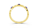 Yellow gold Marquise and Round Tanzanite Milgrain Band with Bezel Setting_9