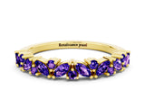 Yellow gold Marquise and Round Tanzanite Vine Eternity Band with Prong Setting_6