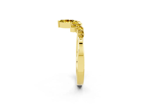 Yellow gold Marquise and Round Yellow Sapphire Chevron Band with Prong Setting_20
