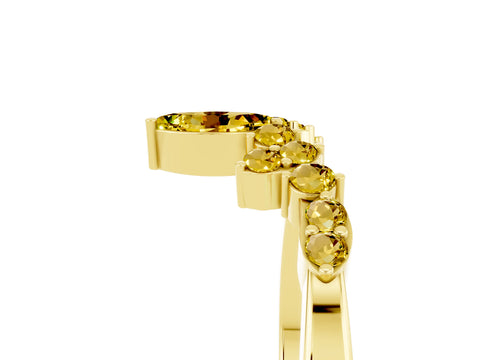 Yellow gold Marquise and Round Yellow Sapphire Chevron Band with Prong Setting_23