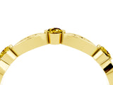 Yellow gold Marquise and Round Yellow Sapphire Milgrain Band with Bezel Setting_10