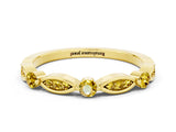 Yellow gold Marquise and Round Yellow Sapphire Milgrain Band with Bezel Setting_6