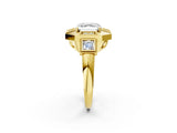 Yellow gold Milgrain Asscher Cut Diamond Halo Split Shank Ring_10