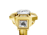 Yellow gold Milgrain Asscher Cut Diamond Halo Split Shank Ring_13