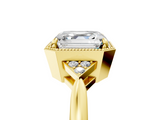 Yellow gold Milgrain Asscher Cut Diamond Ring with Tapered Pave Band and Four Prong Setting_54