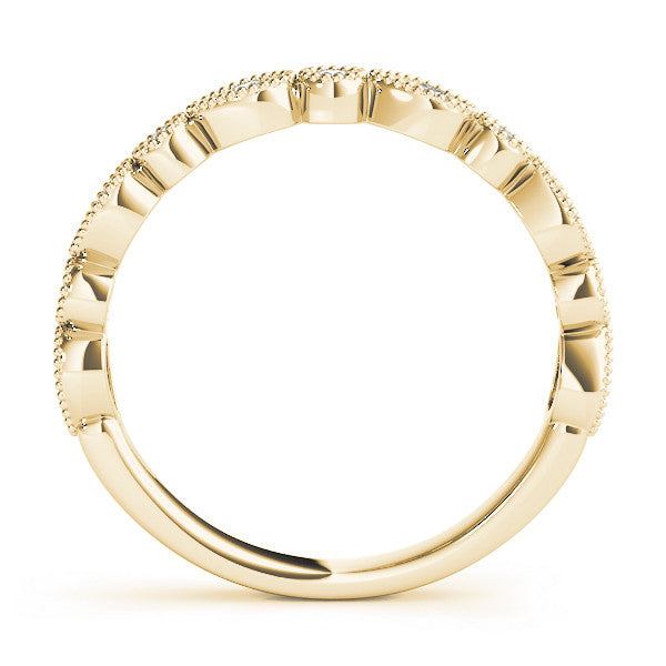 Yellow gold Milgrain Bezel Set Pear and Round Diamond Eternity Band 2