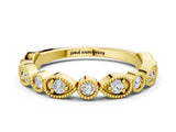 Yellow gold Milgrain Bezel Set Pear and Round Diamond Eternity Band_9