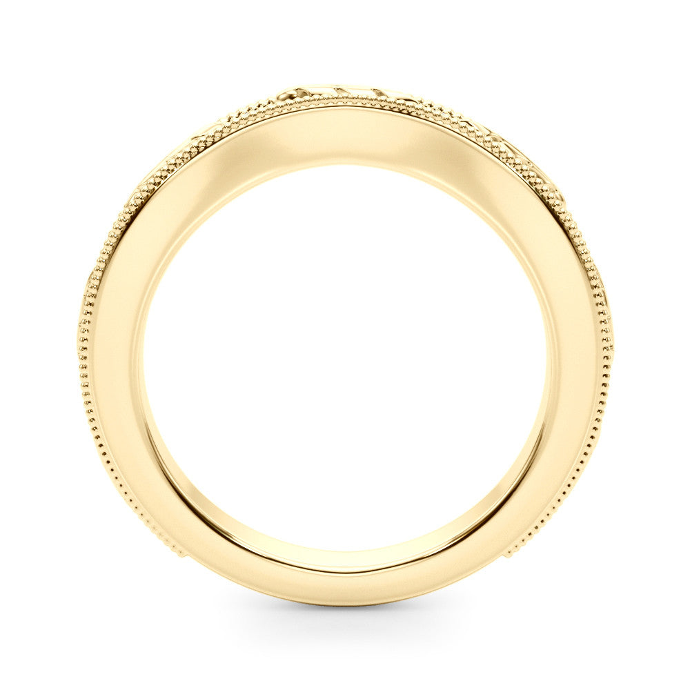 Yellow gold Milgrain Bezel Set Round Diamond Eternity Band 1