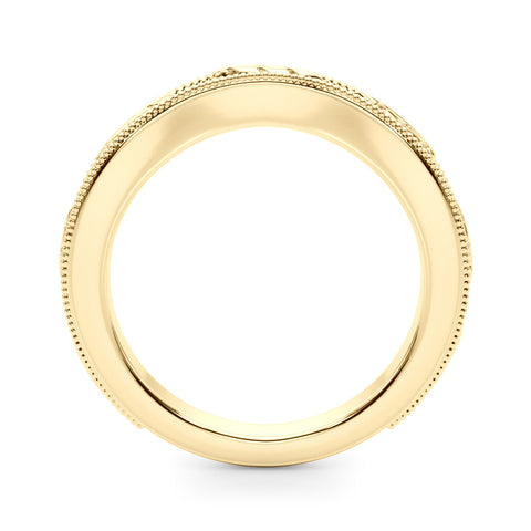Yellow gold Milgrain Bezel Set Round Diamond Eternity Band 1