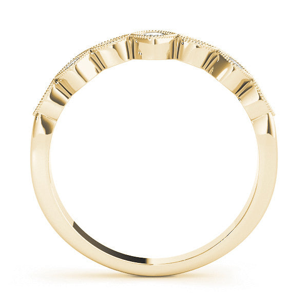 Yellow gold Milgrain Bezel Set Round and Marquise Diamond Half Eternity Band 2