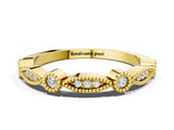 Yellow gold Milgrain Bezel and Marquise Diamond Band_12
