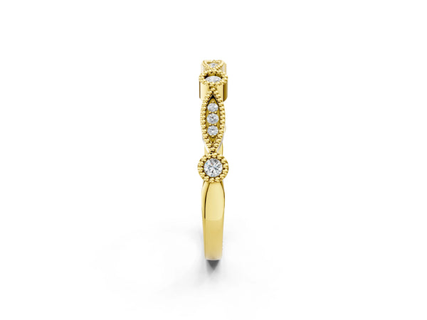 Yellow gold Milgrain Bezel and Marquise Diamond Band
