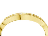 Yellow gold Milgrain Curved Diamond Pavé Band with Round Stones_8