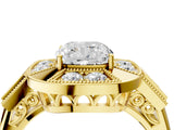 Yellow gold Milgrain Cushion Cut Diamond Halo Split Shank Ring_12