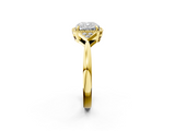 Yellow gold Milgrain Cushion Cut Diamond Ring with Tapered Pave Band and Four Prong Setting_5