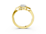 Yellow gold Milgrain Cushion Cut Diamond Ring with Tapered Pave Band and Four Prong Setting_6