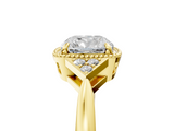 Yellow gold Milgrain Cushion Cut Diamond Ring with Tapered Pave Band and Four Prong Setting_8