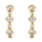 Yellow gold Milgrain Cushion and Marquise Diamond Hoop Earrings 2