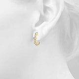 Yellow gold Milgrain Cushion and Marquise Diamond Hoop Earrings 4