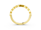 Yellow gold Milgrain Diamond Geometric Stackable Band with Round Cut Stones and Bezel Setting_7