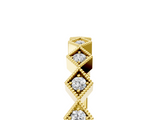 Yellow gold Milgrain Diamond Geometric Stackable Band with Round Cut Stones and Bezel Setting_9