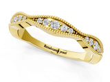 Yellow gold Milgrain Diamond Marquise Curved Band with Pavé Setting_10
