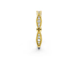 Yellow gold Milgrain Diamond Marquise Curved Band with Pavé Setting_11