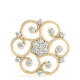 Yellow gold Milgrain Diamond Round Swirl Pendant with Prong Setting 1