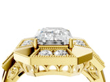 Yellow gold Milgrain Emerald Cut Diamond Halo Split Shank Ring_12