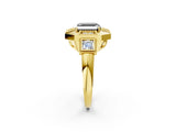 Yellow gold Milgrain Fancy Black Asscher Cut Diamond Halo Split Shank Ring_2