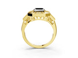 Yellow gold Milgrain Fancy Black Asscher Cut Diamond Halo Split Shank Ring_3