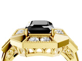 Yellow gold Milgrain Fancy Black Emerald Cut Diamond Halo Split Shank Ring_4