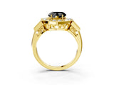 Yellow gold Milgrain Fancy Black Heart Cut Diamond Halo Split Shank Ring_27