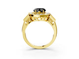 Yellow gold Milgrain Fancy Black Heart Cut Diamond Halo Split Shank Ring_3